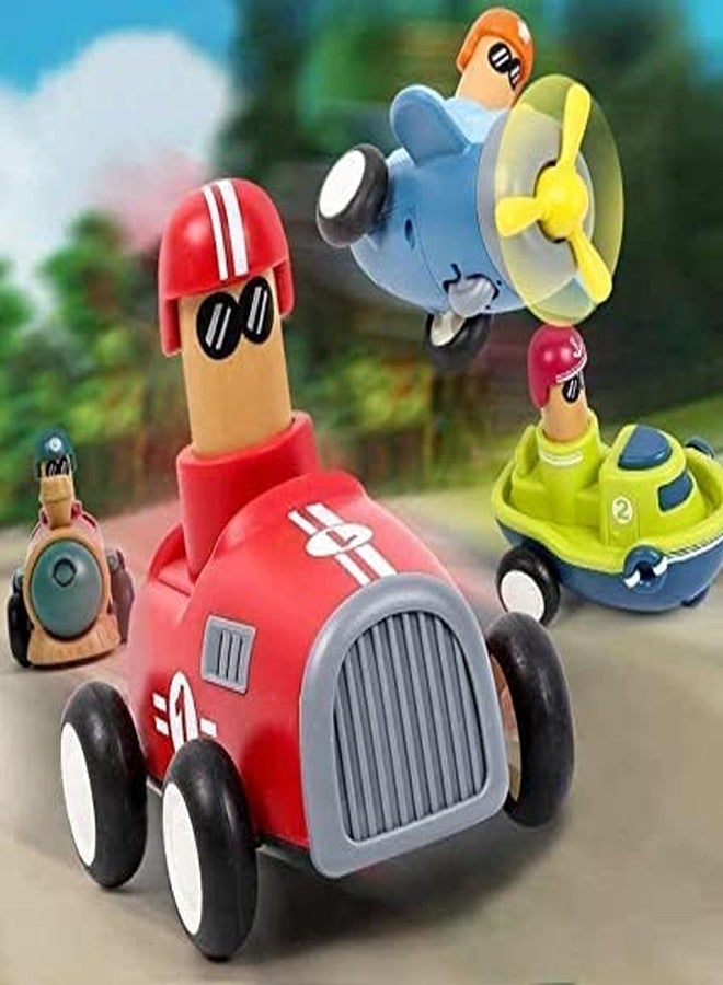 RAMPKD Cute Transport Push N GO 4PCS Set Baby Car Toy for 1 2 Years Old Toddler, Press Go Cars Boys Girls Infant Children Gift, Wind Up Toy (4pc Transport) - Image 2